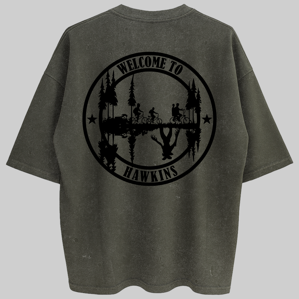 Oversized Welcome to Hawkins Zero Encolhimento