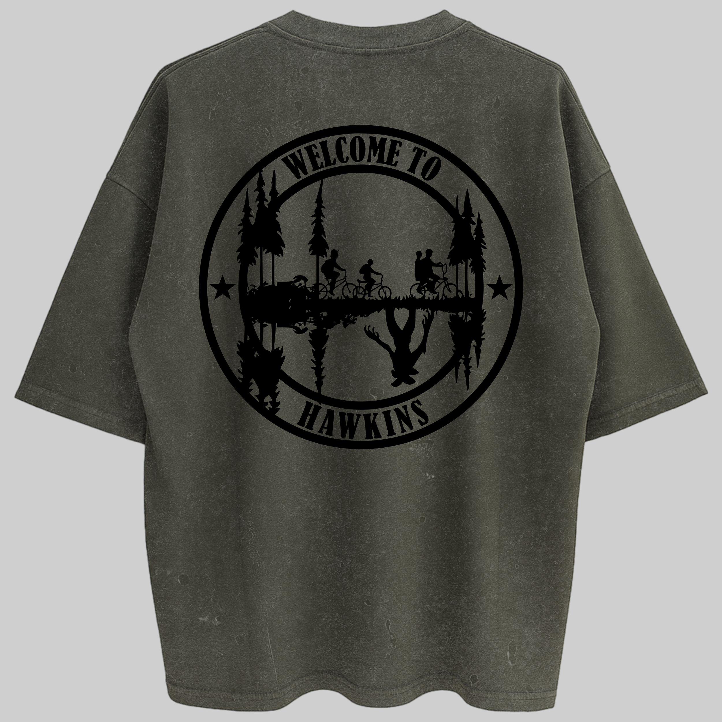 Oversized Welcome to Hawkins Zero Encolhimento