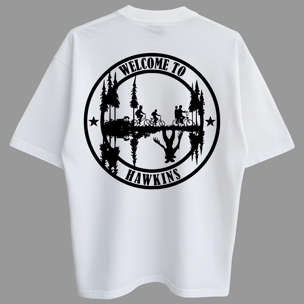 Oversized Welcome to Hawkins Zero Encolhimento