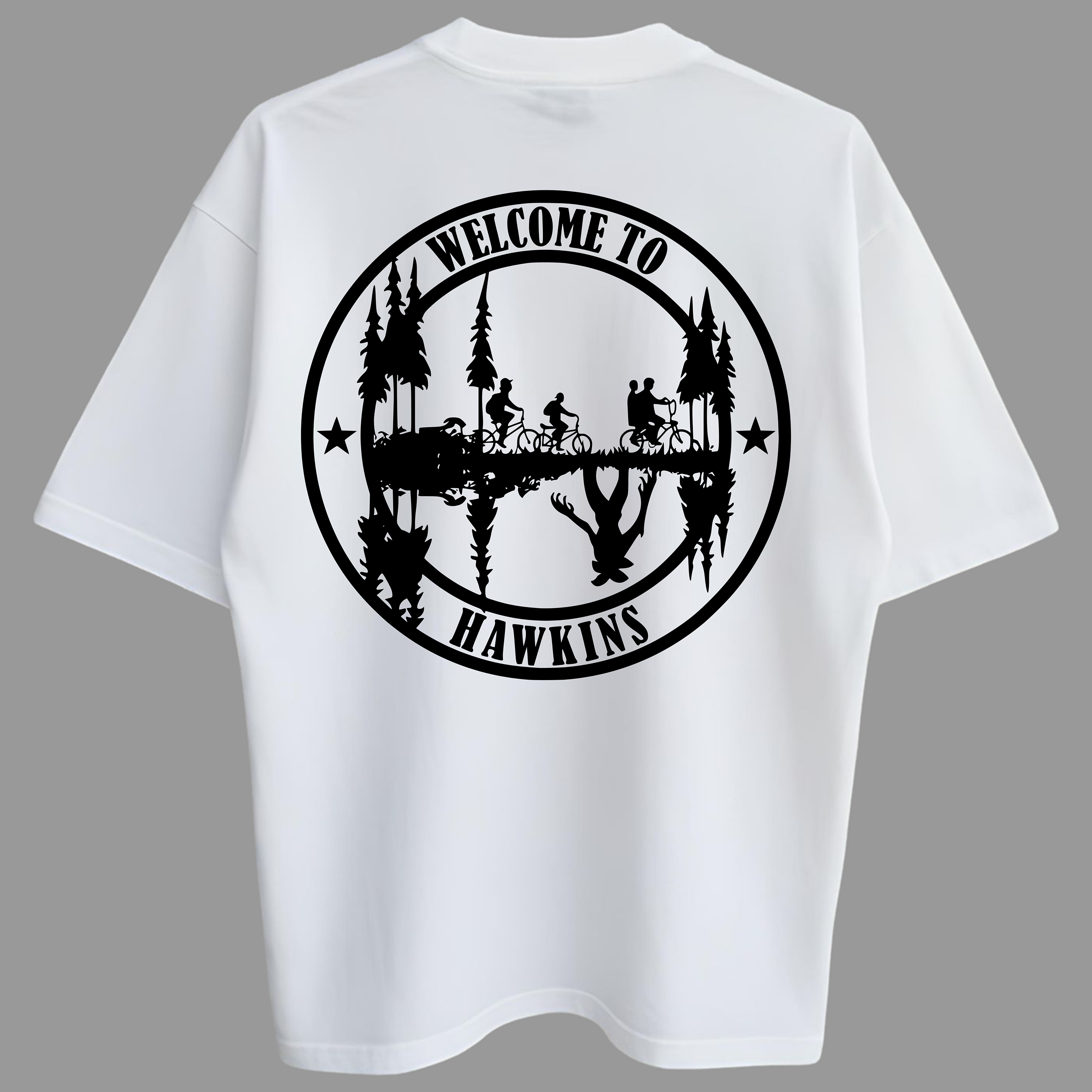 Oversized Welcome to Hawkins Zero Encolhimento