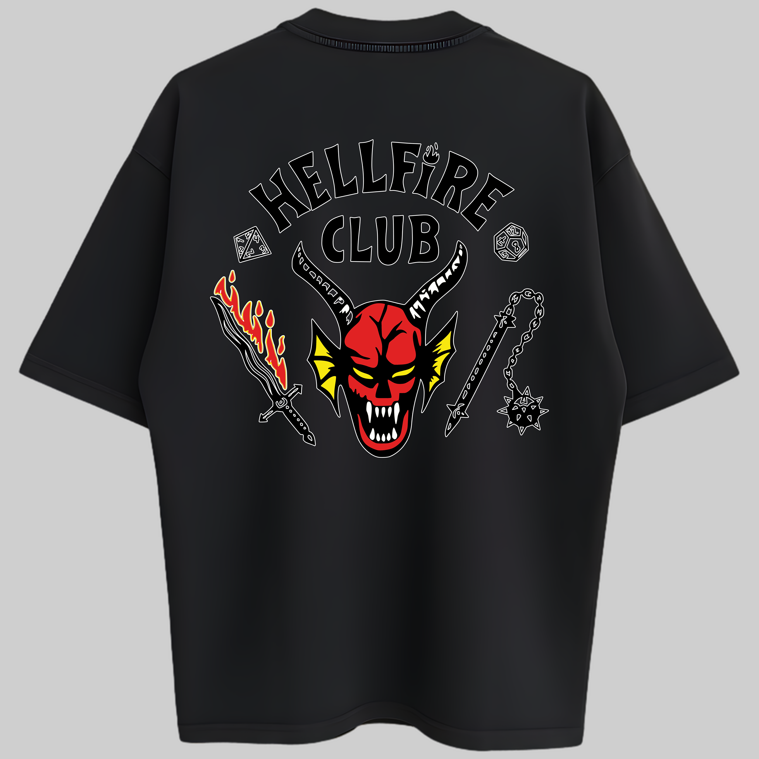 Oversized Hellfire Club Stranger Things Zero Encolhimento